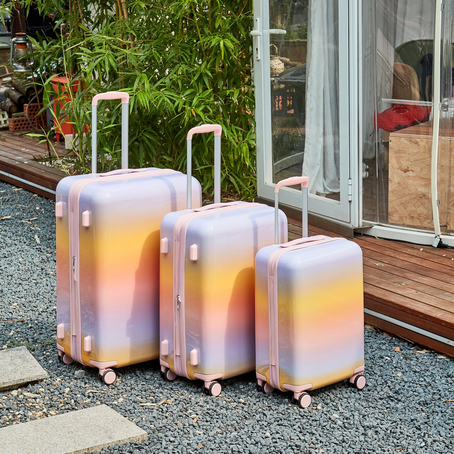 Hardshell PC Luggage Sets 3 Piece Spinner 8 wheels Suitcase with TSA Lock