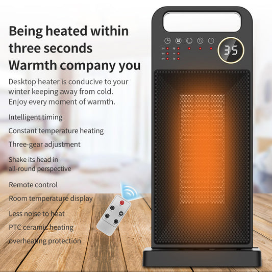 Remote Control Electric Heater Touch Screen Vertical 120 Degree Shaking Head Heater